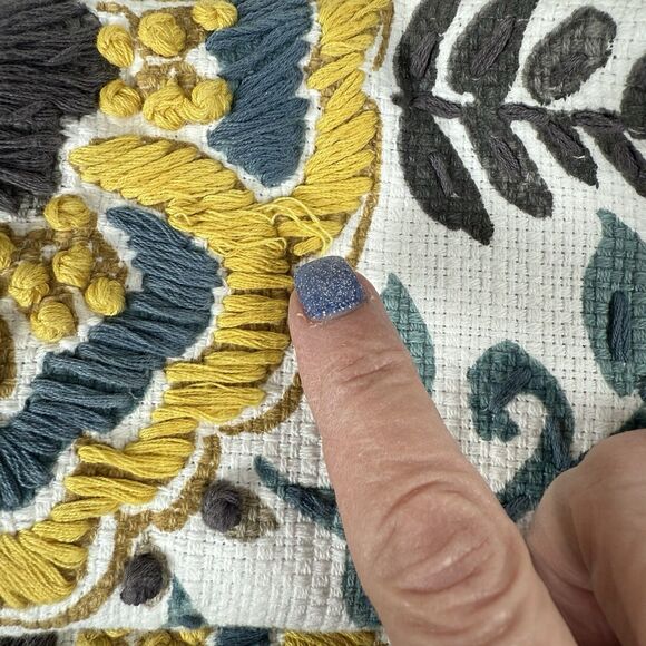 Yellow Embroidered Claudia Pillow Covers 20x20 (Set Of 2) Kirkland's Floral - Picture 15 of 16